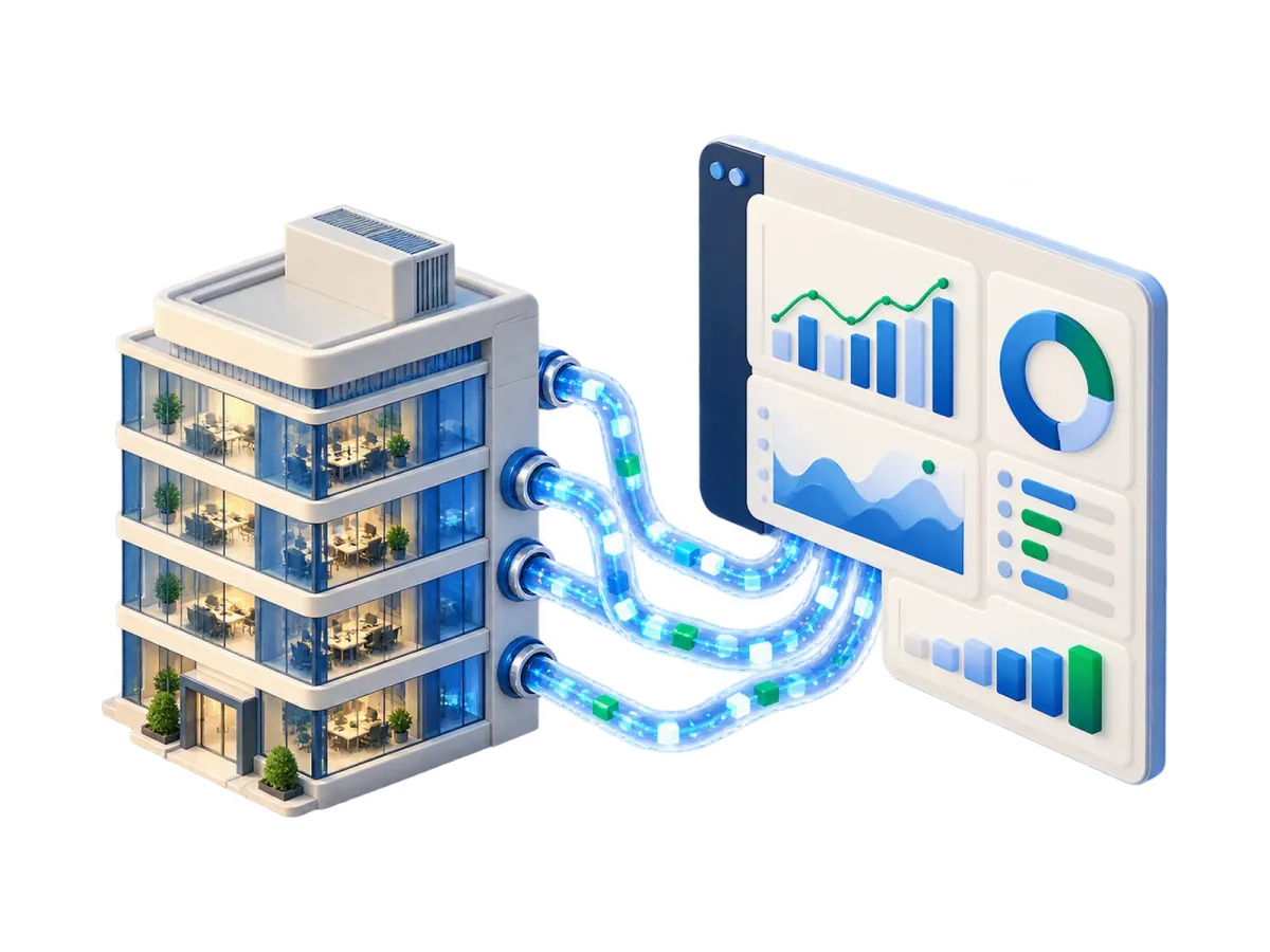 Office building connected to a live dashboard