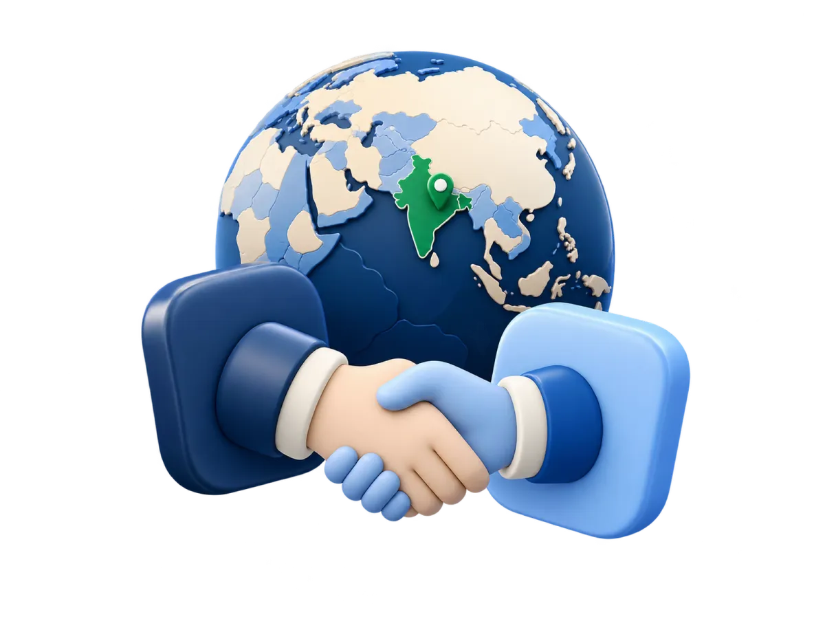 Globe with India highlighted