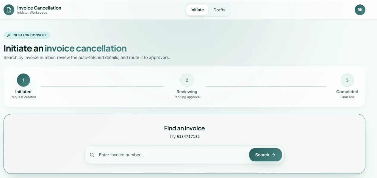 Invoice cancellation workflow